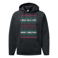 I Wish You A Very Merry Christmas Cute Ugly Sweater Performance Fleece Hoodie