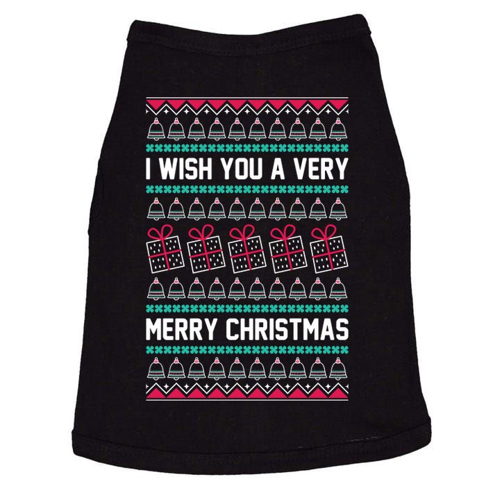 I Wish You A Very Merry Christmas Cute Ugly Sweater Doggie Tank