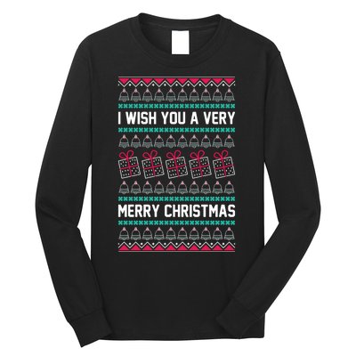 I Wish You A Very Merry Christmas Cute Ugly Sweater Long Sleeve Shirt