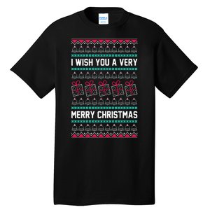 I Wish You A Very Merry Christmas Cute Ugly Sweater Tall T-Shirt