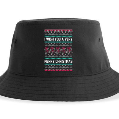 I Wish You A Very Merry Christmas Cute Ugly Sweater Sustainable Bucket Hat