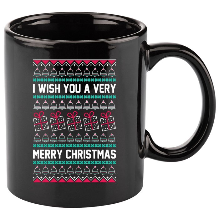 I Wish You A Very Merry Christmas Cute Ugly Sweater 11oz C Handle Ceramic Mug