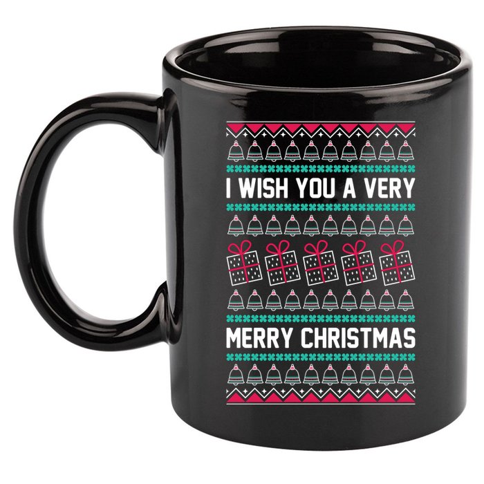 I Wish You A Very Merry Christmas Cute Ugly Sweater 11oz C Handle Ceramic Mug