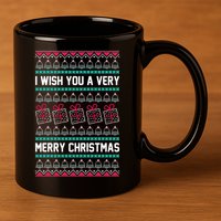 I Wish You A Very Merry Christmas Cute Ugly Sweater 11oz C Handle Ceramic Mug