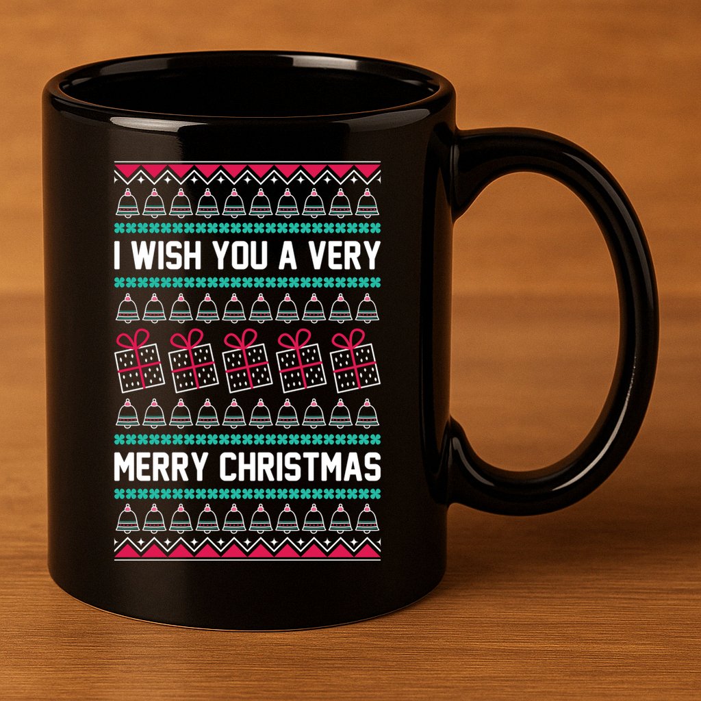 I Wish You A Very Merry Christmas Cute Ugly Sweater 11oz C Handle Ceramic Mug