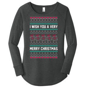 I Wish You A Very Merry Christmas Cute Ugly Sweater Women's Perfect Tri Tunic Long Sleeve Shirt