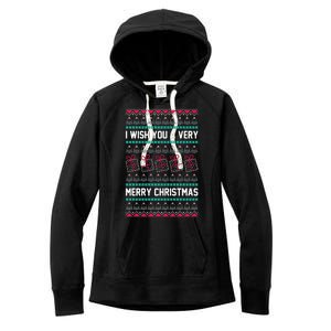 I Wish You A Very Merry Christmas Cute Ugly Sweater Women's Fleece Hoodie