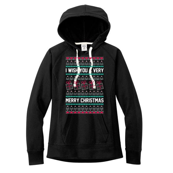 I Wish You A Very Merry Christmas Cute Ugly Sweater Women's Fleece Hoodie