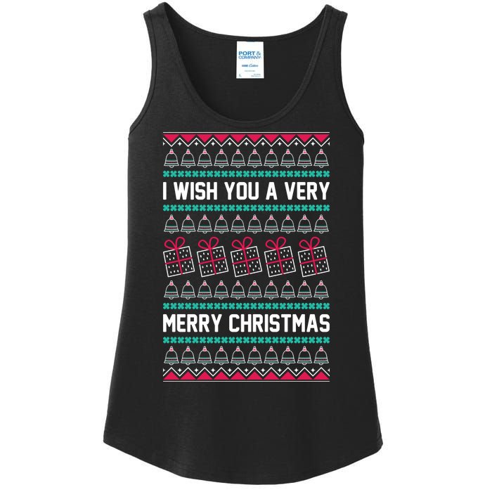 I Wish You A Very Merry Christmas Cute Ugly Sweater Ladies Essential Tank