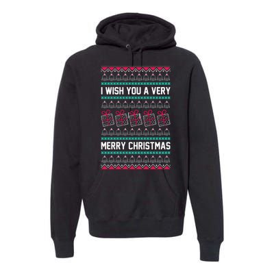 I Wish You A Very Merry Christmas Cute Ugly Sweater Premium Hoodie