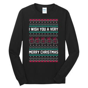 I Wish You A Very Merry Christmas Cute Ugly Sweater Tall Long Sleeve T-Shirt