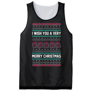 I Wish You A Very Merry Christmas Cute Ugly Sweater Mesh Reversible Basketball Jersey Tank