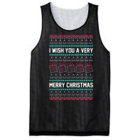 I Wish You A Very Merry Christmas Cute Ugly Sweater Mesh Reversible Basketball Jersey Tank