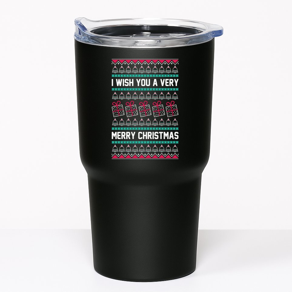 I Wish You A Very Merry Christmas Cute Ugly Sweater Tumbler