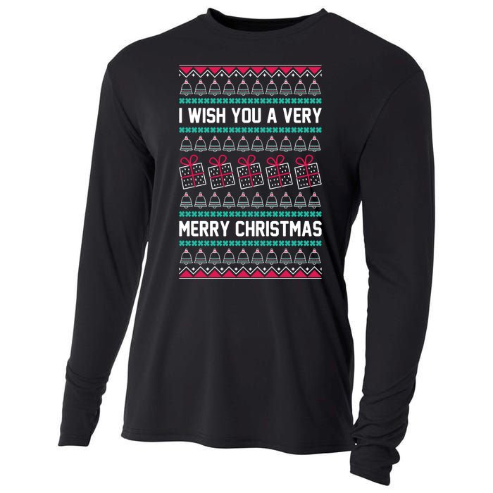 I Wish You A Very Merry Christmas Cute Ugly Sweater Cooling Performance Long Sleeve Crew