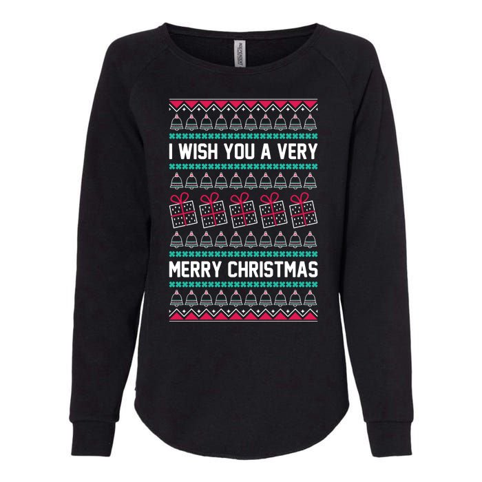 I Wish You A Very Merry Christmas Cute Ugly Sweater Womens California Wash Sweatshirt