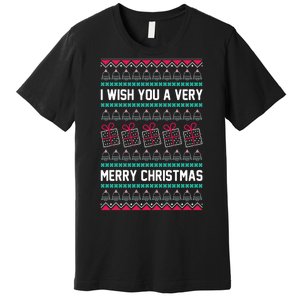 I Wish You A Very Merry Christmas Cute Ugly Sweater Premium T-Shirt