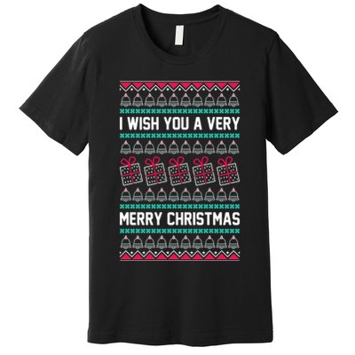 I Wish You A Very Merry Christmas Cute Ugly Sweater Premium T-Shirt