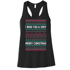 I Wish You A Very Merry Christmas Cute Ugly Sweater Women's Racerback Tank