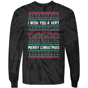 I Wish You A Very Merry Christmas Cute Ugly Sweater Tie-Dye Long Sleeve Shirt