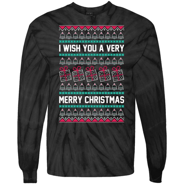 I Wish You A Very Merry Christmas Cute Ugly Sweater Tie-Dye Long Sleeve Shirt