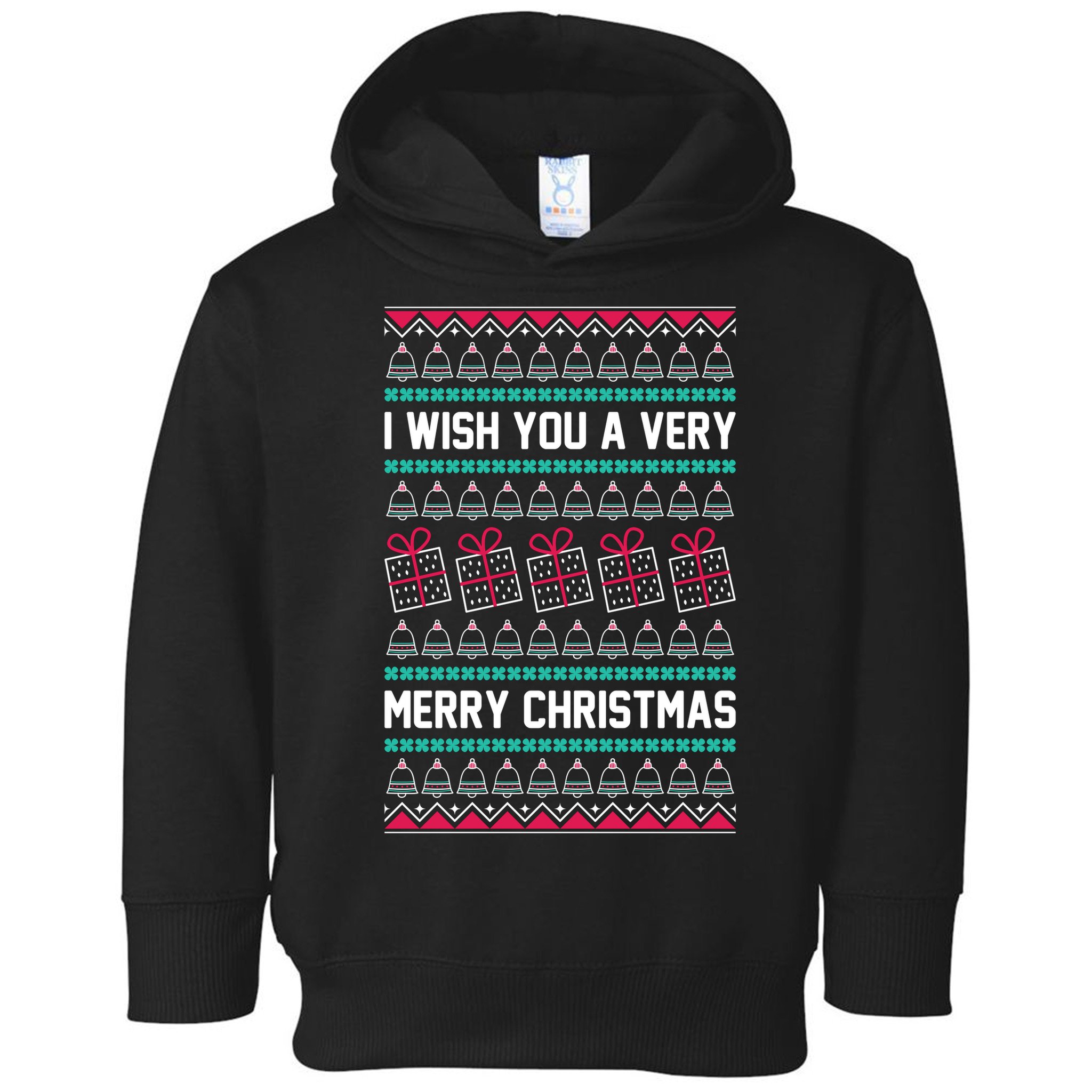 I Wish You A Very Merry Christmas Cute Ugly Sweater Toddler Hoodie