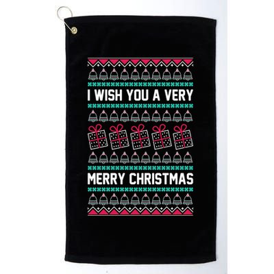 I Wish You A Very Merry Christmas Cute Ugly Sweater Golf Towel