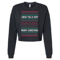 I Wish You A Very Merry Christmas Cute Ugly Sweater Cropped Pullover Crew