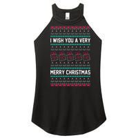 I Wish You A Very Merry Christmas Cute Ugly Sweater Women's Perfect Tri Rocker Tank