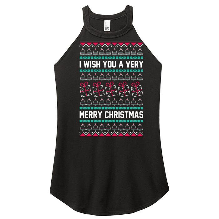 I Wish You A Very Merry Christmas Cute Ugly Sweater Women's Perfect Tri Rocker Tank