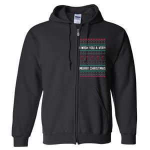 I Wish You A Very Merry Christmas Cute Ugly Sweater Full Zip Hoodie