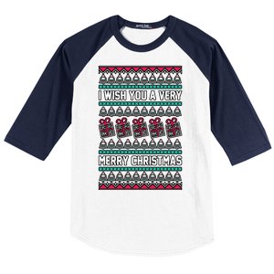 I Wish You A Very Merry Christmas Cute Ugly Sweater Baseball Sleeve Shirt