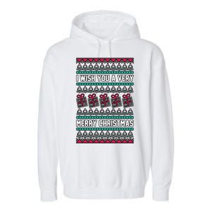 I Wish You A Very Merry Christmas Cute Ugly Sweater Garment-Dyed Fleece Hoodie