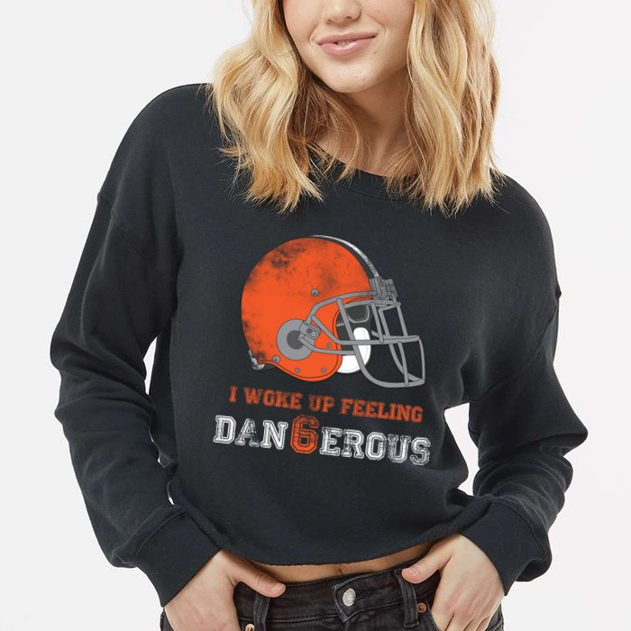 I Woke Up Feeling Dangerous Distressed Cropped Pullover Crew