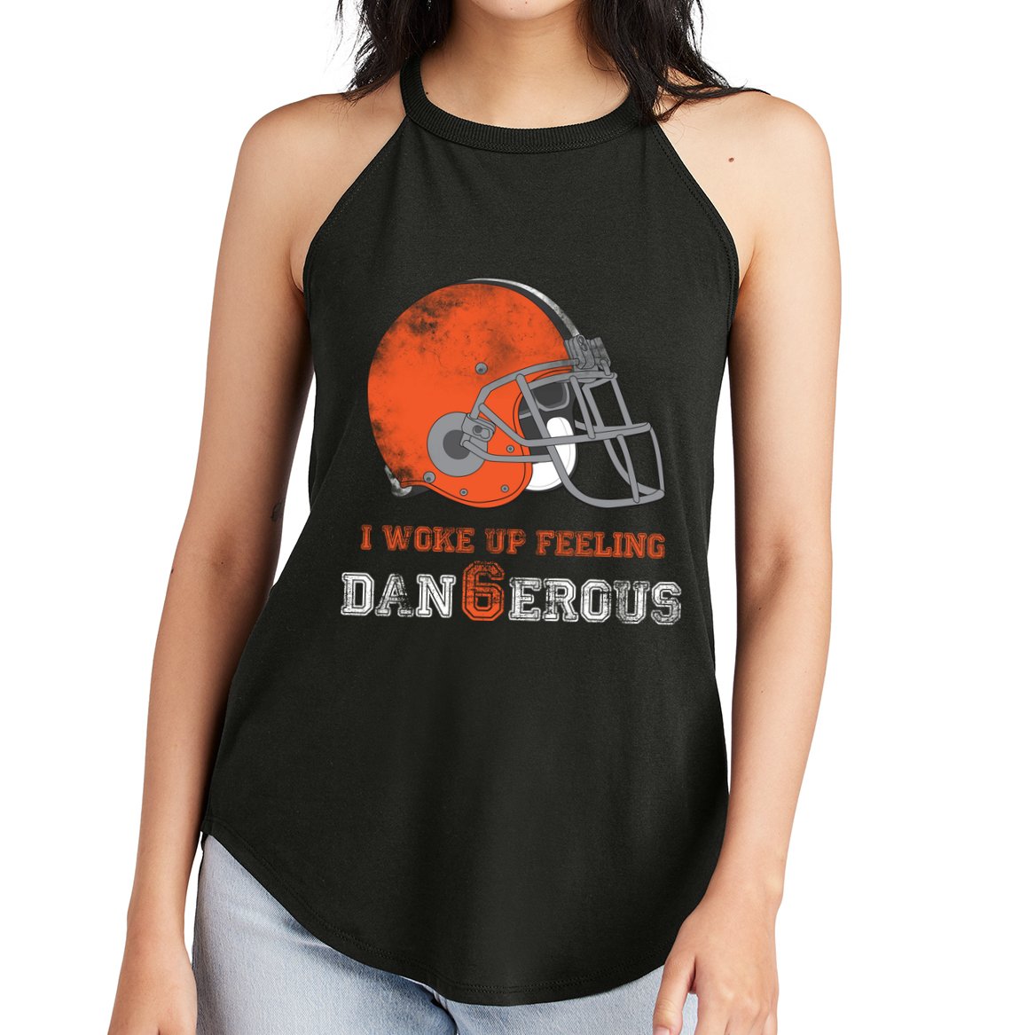 I Woke Up Feeling Dangerous Distressed Women's Perfect Tri Rocker Tank