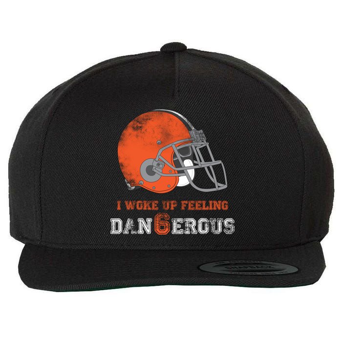 I Woke Up Feeling Dangerous Distressed Wool Snapback Cap