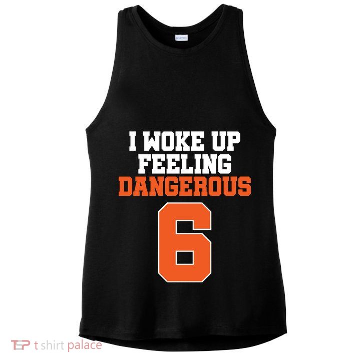 I Woke Up Feeling Dangerous Football Ladies PosiCharge Tri-Blend Wicking Tank