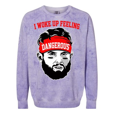 I Woke Up Feeling Dangerous Funny Football Colorblast Crewneck Sweatshirt