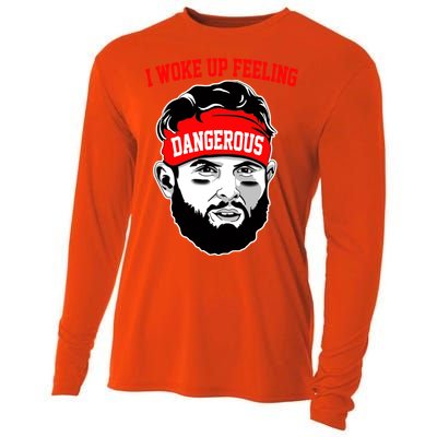 I Woke Up Feeling Dangerous Funny Football Cooling Performance Long Sleeve Crew