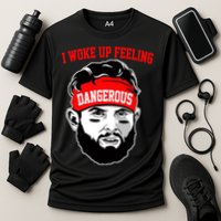 I Woke Up Feeling Dangerous Funny Football Cooling Performance Crew T-Shirt