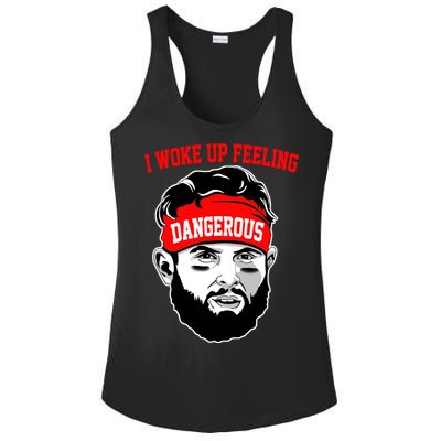 I Woke Up Feeling Dangerous Funny Football Ladies PosiCharge Competitor Racerback Tank