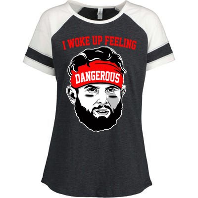 I Woke Up Feeling Dangerous Funny Football Enza Ladies Jersey Colorblock Tee