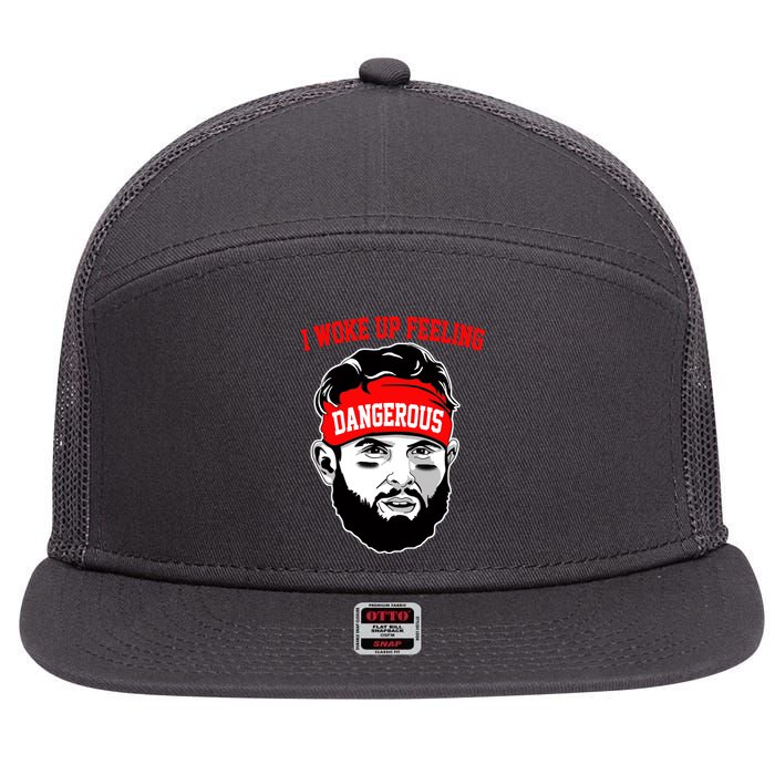 I Woke Up Feeling Dangerous Funny Football 7 Panel Mesh Trucker Snapback Hat