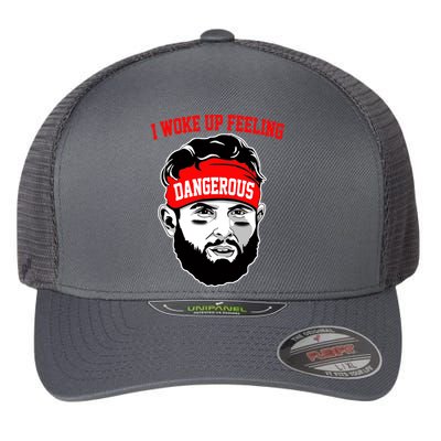 I Woke Up Feeling Dangerous Funny Football Flexfit Unipanel Trucker Cap