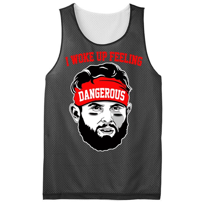 I Woke Up Feeling Dangerous Funny Football Mesh Reversible Basketball Jersey Tank