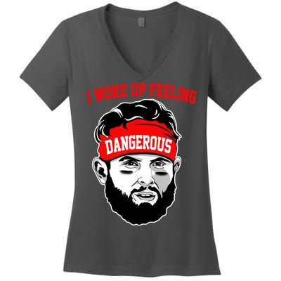 I Woke Up Feeling Dangerous Funny Football Women's V-Neck T-Shirt