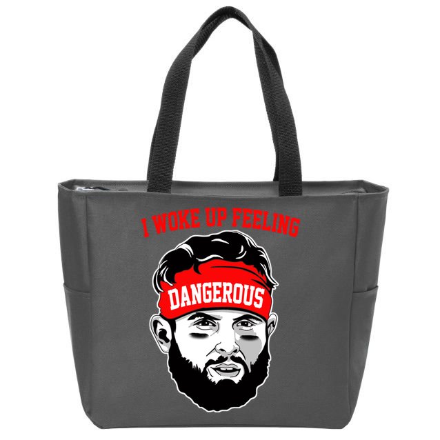 I Woke Up Feeling Dangerous Funny Football Zip Tote Bag