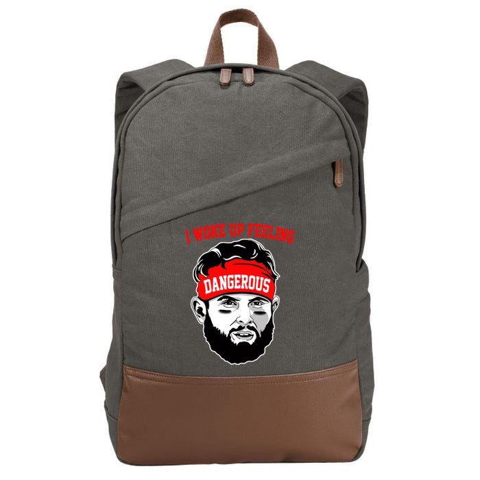 I Woke Up Feeling Dangerous Funny Football Cotton Canvas Backpack