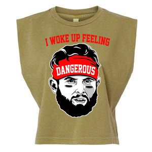 I Woke Up Feeling Dangerous Funny Football Garment-Dyed Women's Muscle Tee