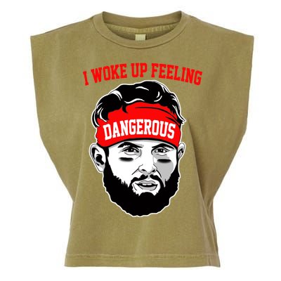 I Woke Up Feeling Dangerous Funny Football Garment-Dyed Women's Muscle Tee